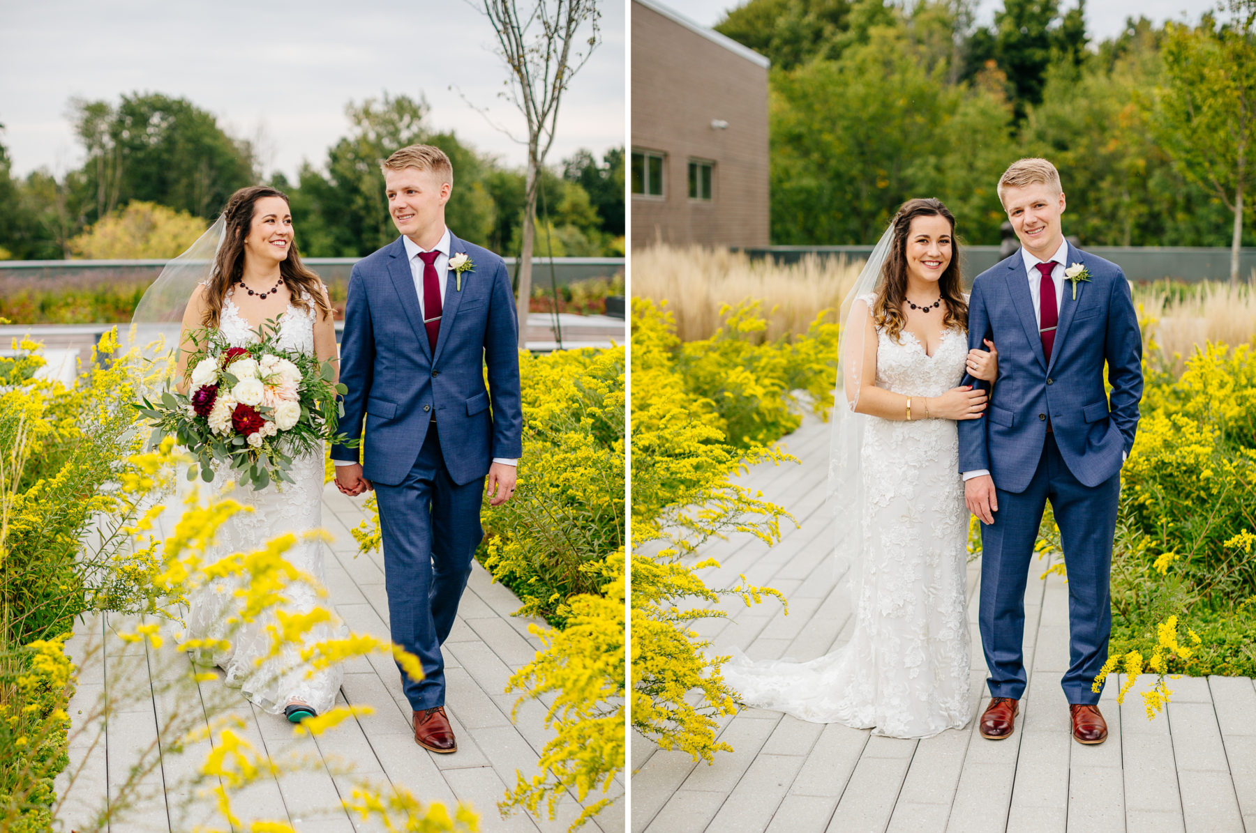 Bride and groom at Frederik Meijer Gardens wedding