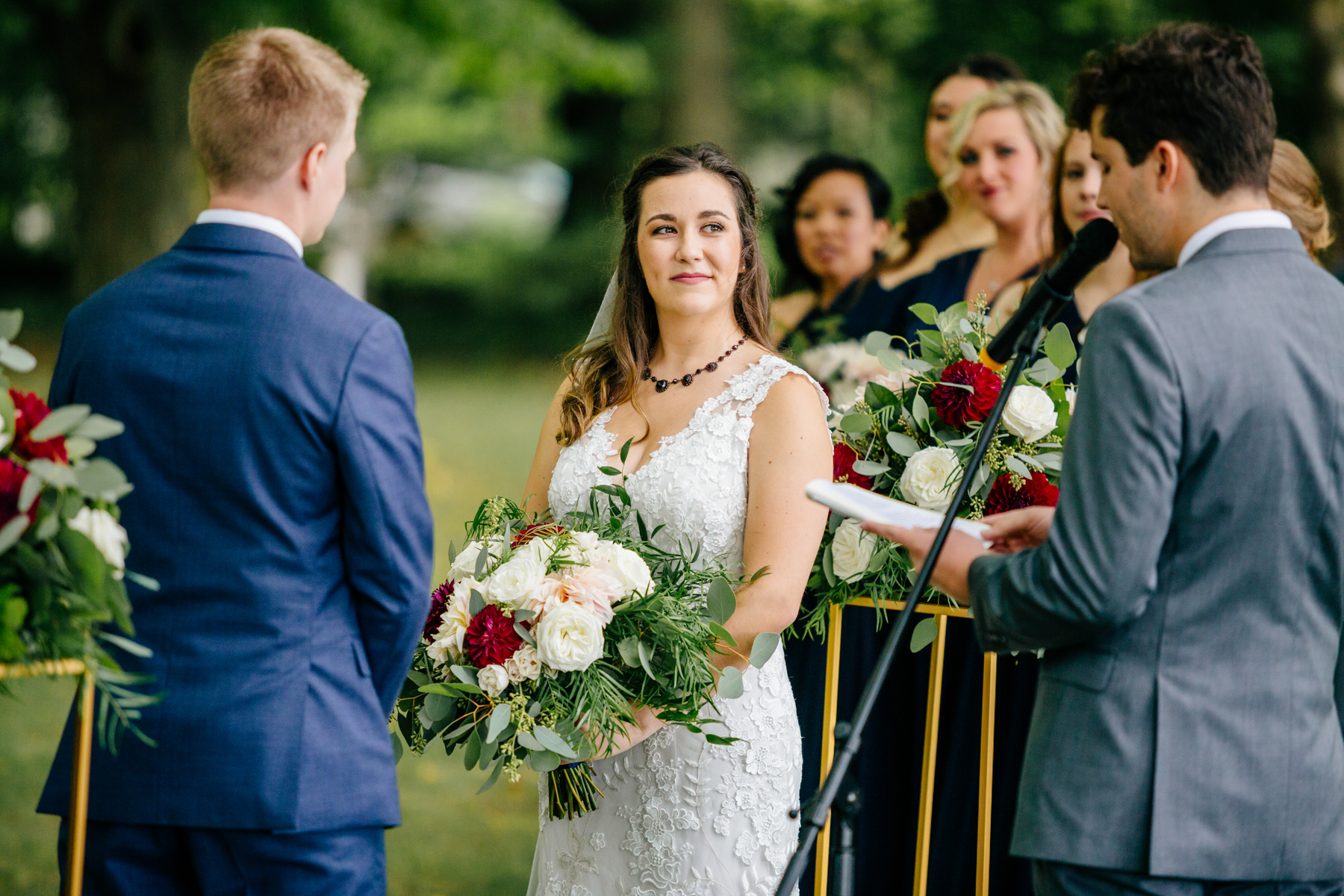 Backyard wedding ceremony in Holland Michigan