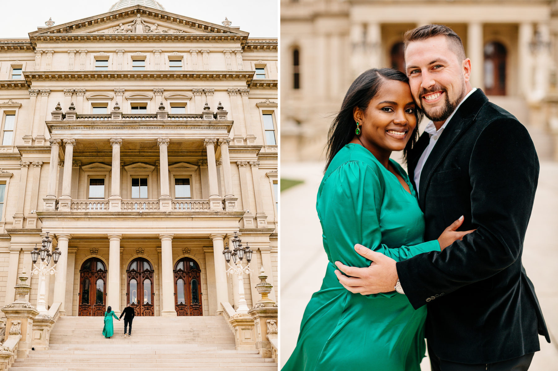 Engagement photos at the Lansing Capitol Building 
